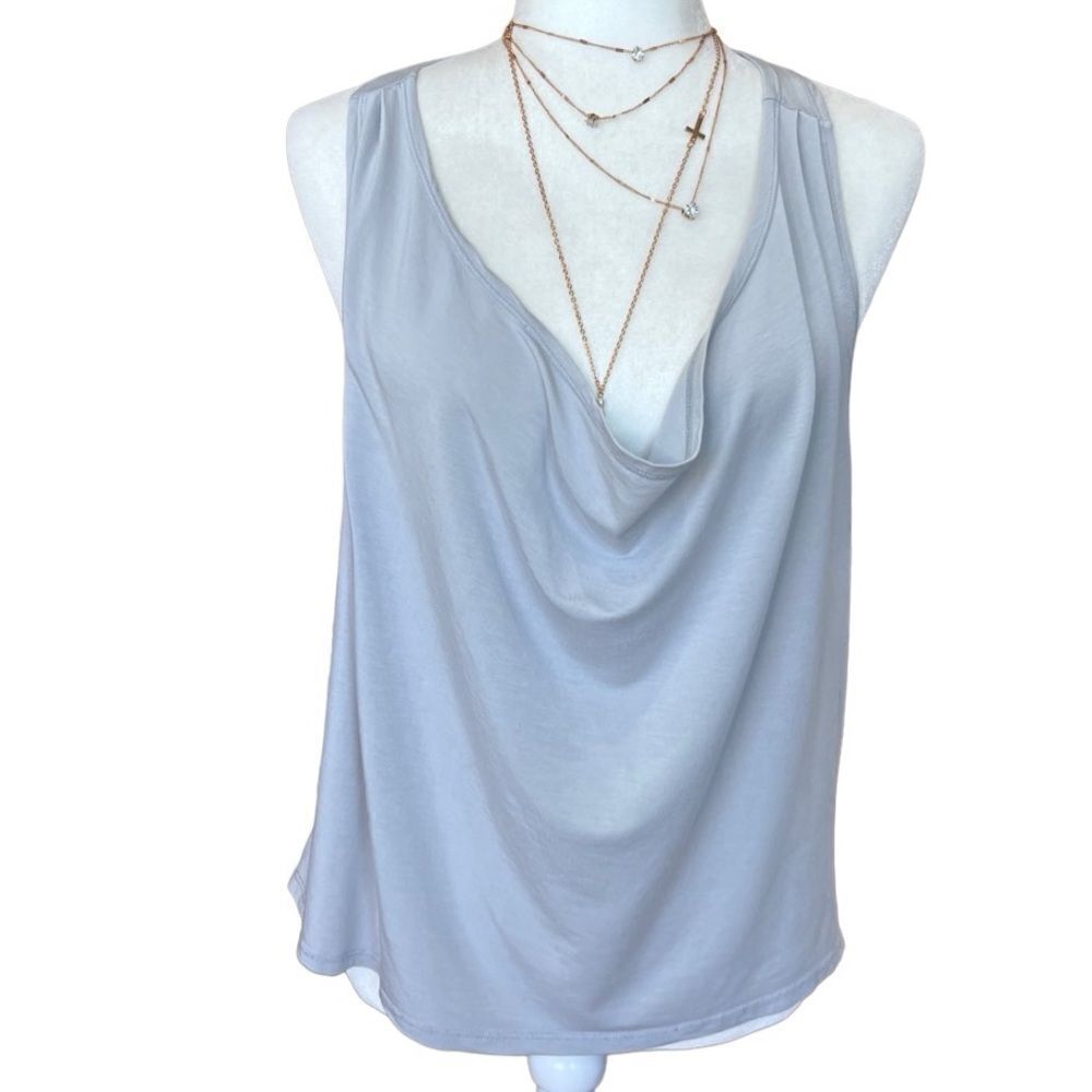 Fabletics Angelina tank top racer back cowl neck grey size medium